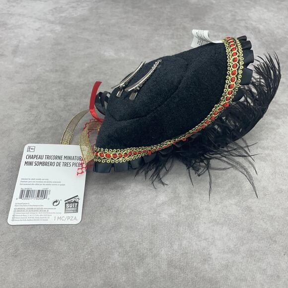 NWT Pirate Adult Costume Lot Red Blouse Mini Tricorn Hat Eye Patch Jewelry Set - Picture 11 of 12